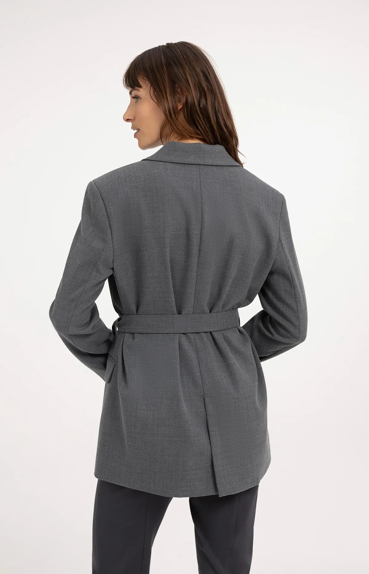 Blazer mit abnehmbarem Gürtel – Grau