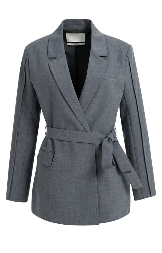 Blazer mit abnehmbarem Gürtel – Grau