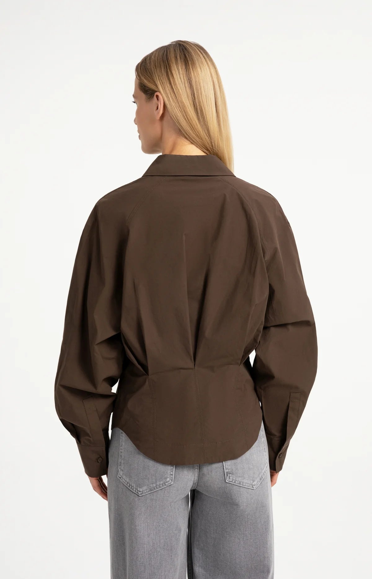 YAYA Taillierte Bluse mit Raffungen – Braun