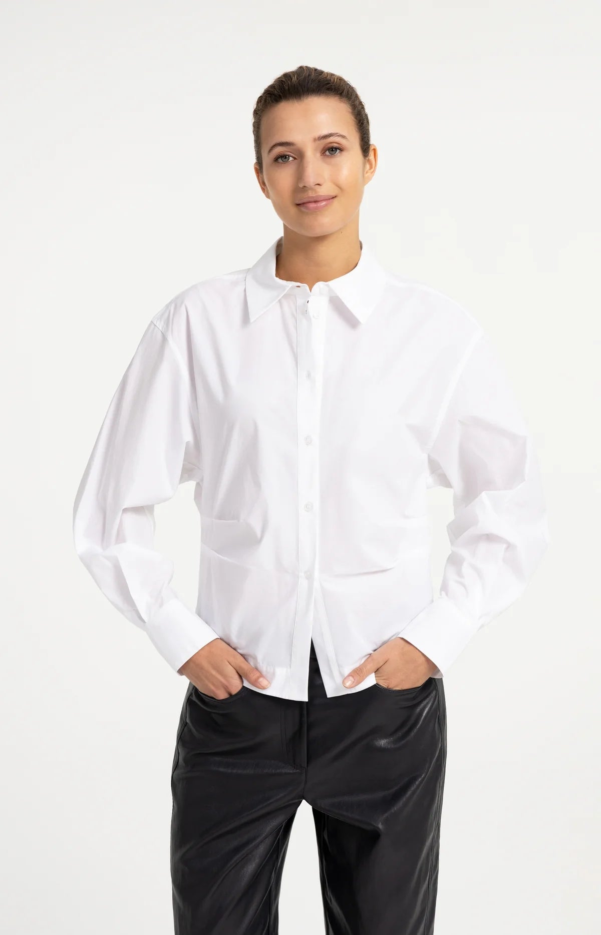YAYA Taillierte Bluse mit Raffungen – Weiß