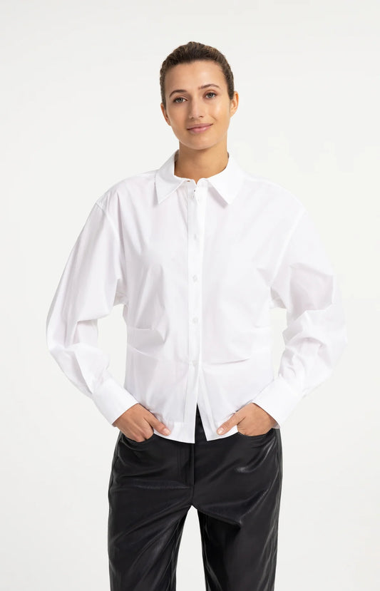 YAYA Taillierte Bluse mit Raffungen – Weiß