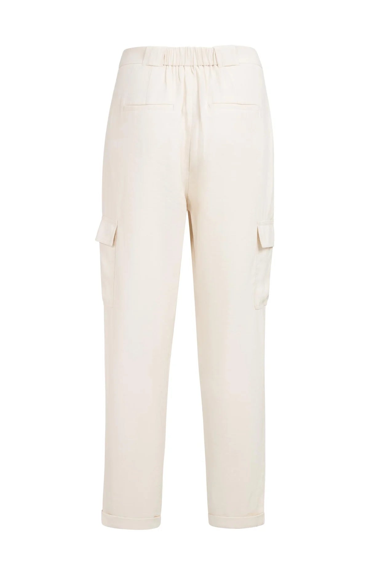 Pantalon cargo à jambe droite et plis à la taille – Beige