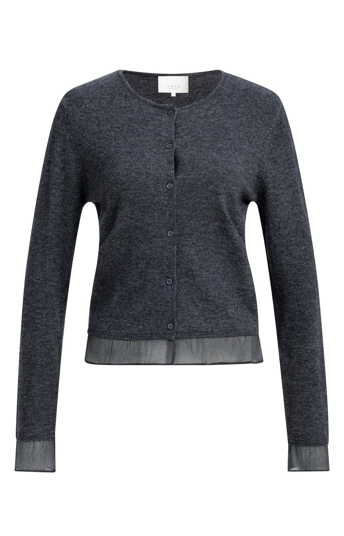 Feinstrick-Strickjacke mit Knöpfen – Anthrazit