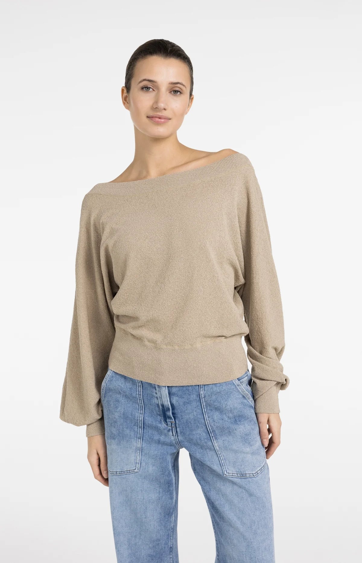 YAYA Pullover Strickfrottee mit U-Boot-Ausschnitt
