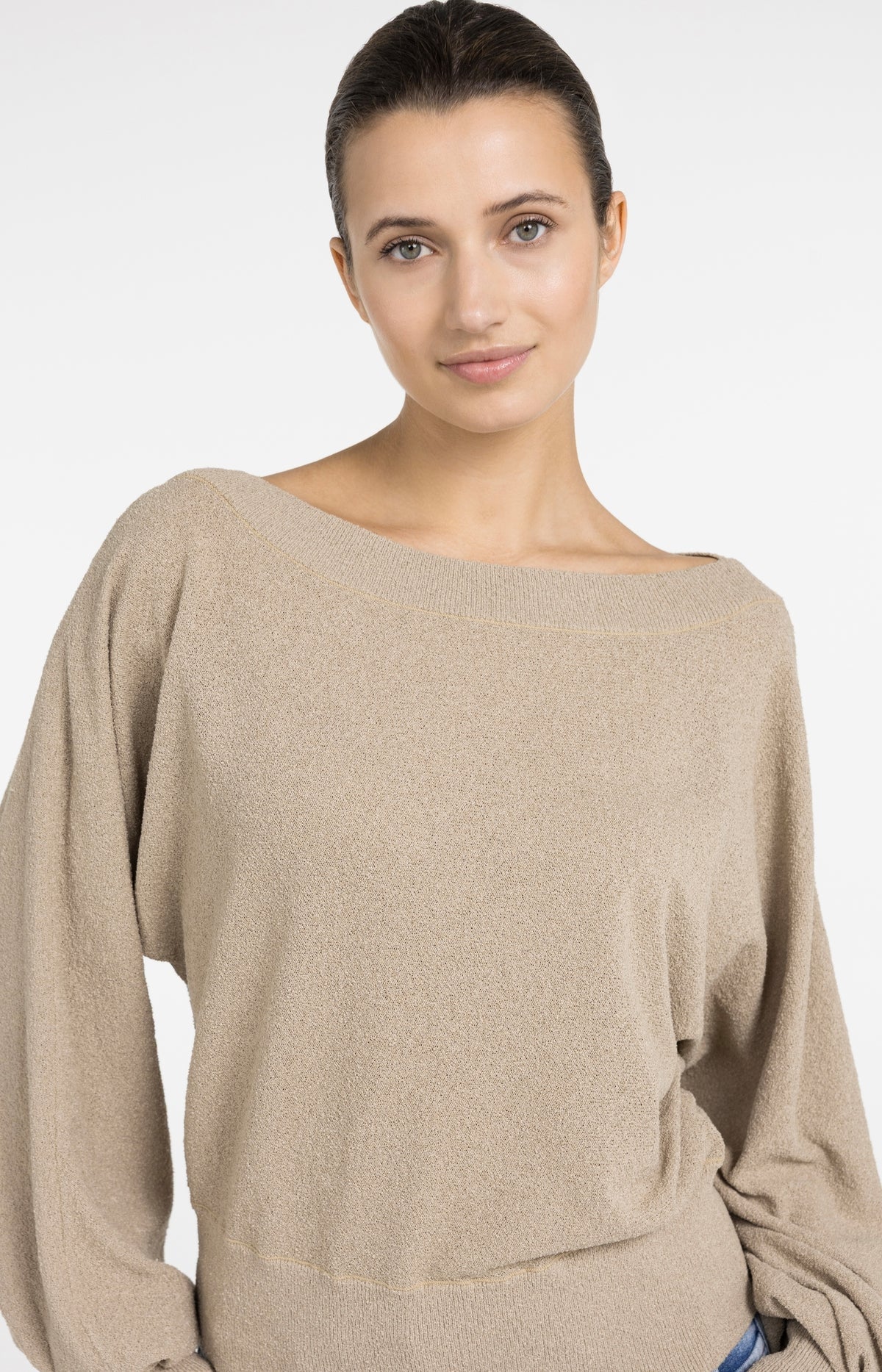 YAYA Pullover Strickfrottee mit U-Boot-Ausschnitt