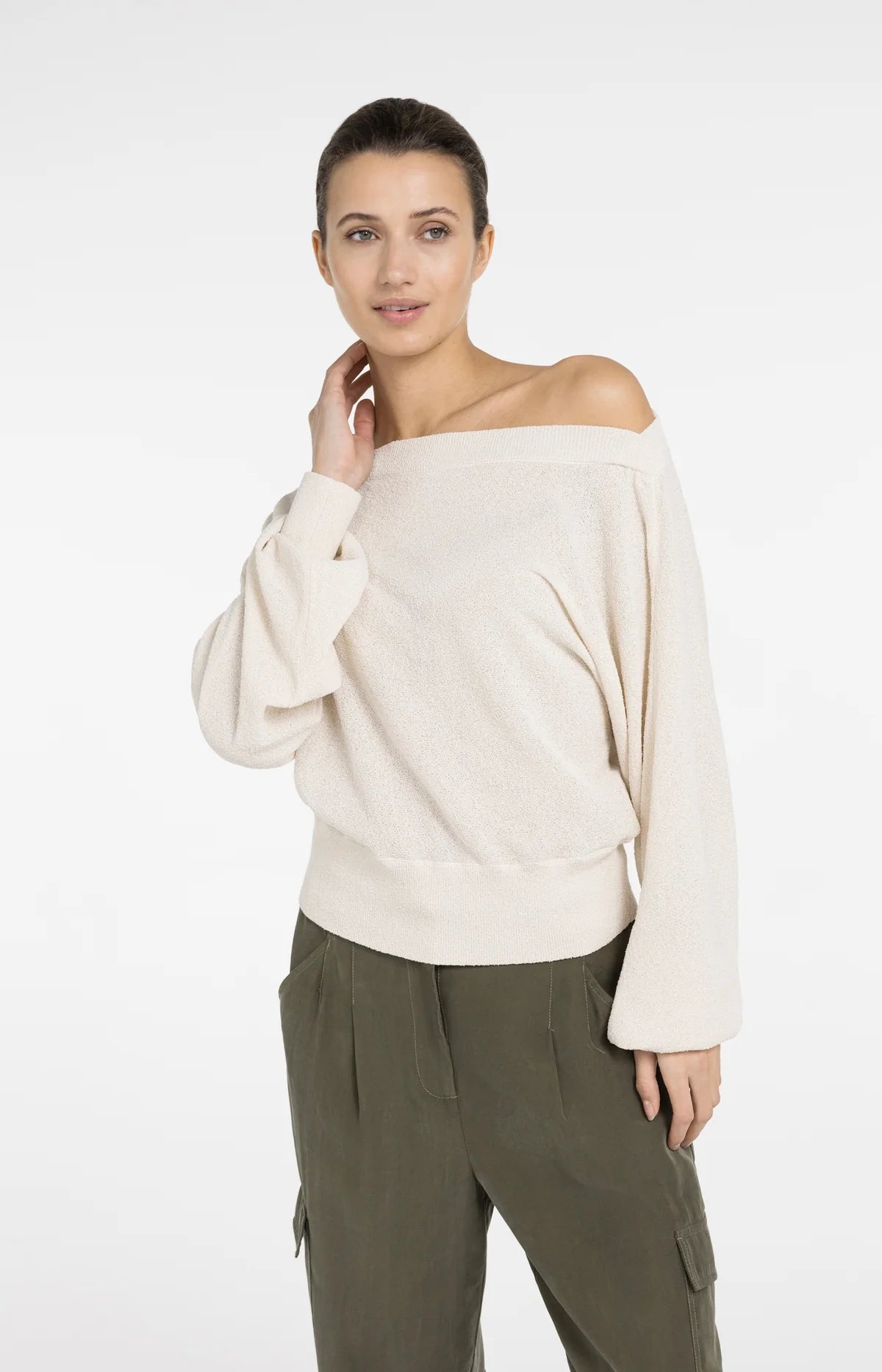 YAYA Pullover Strickfrottee mit U-Boot-Ausschnitt