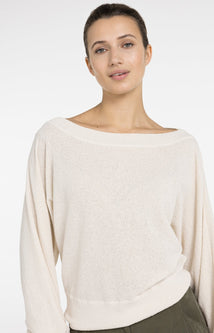 YAYA Pullover Knit Terry with Boat Neckline