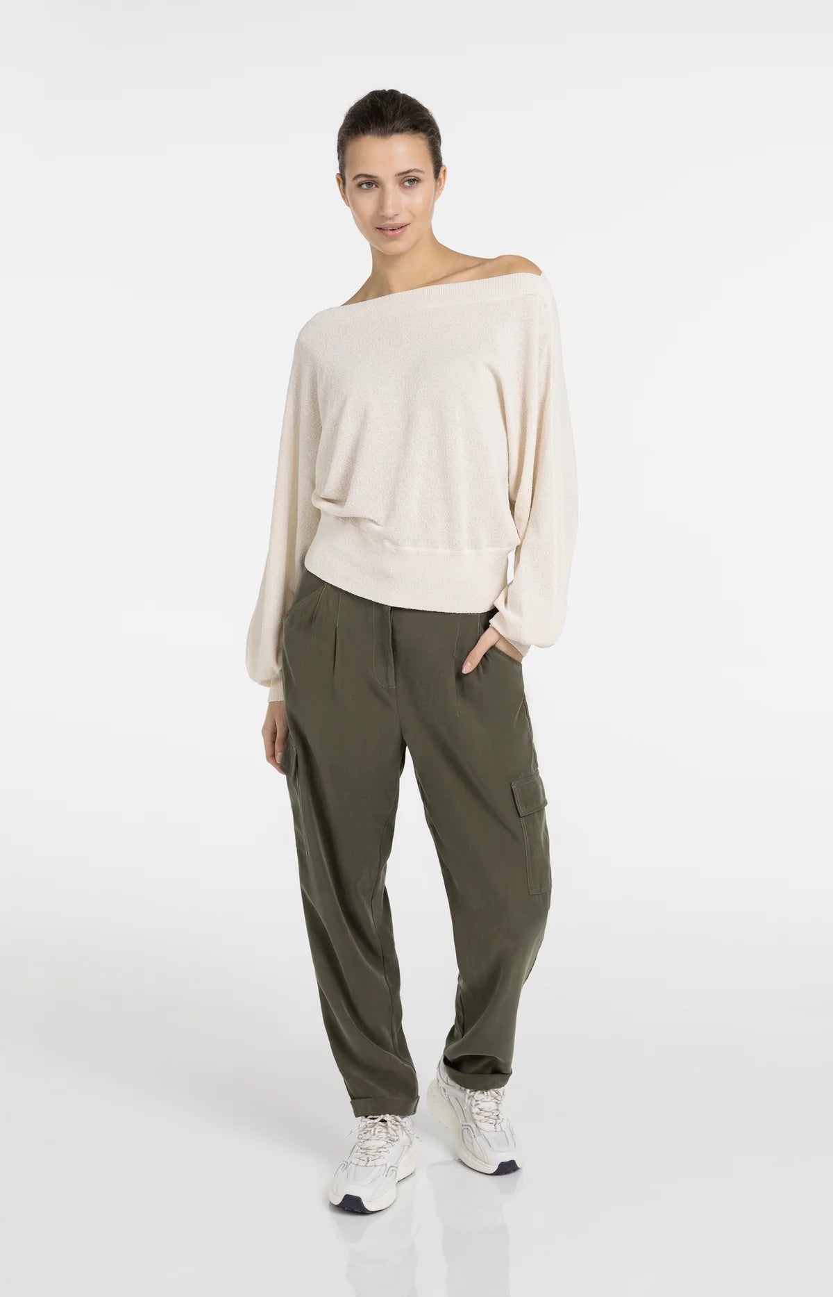 YAYA Pullover Strickfrottee mit U-Boot-Ausschnitt