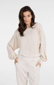 Pull en maille éponge YAYA avec encolure bateau