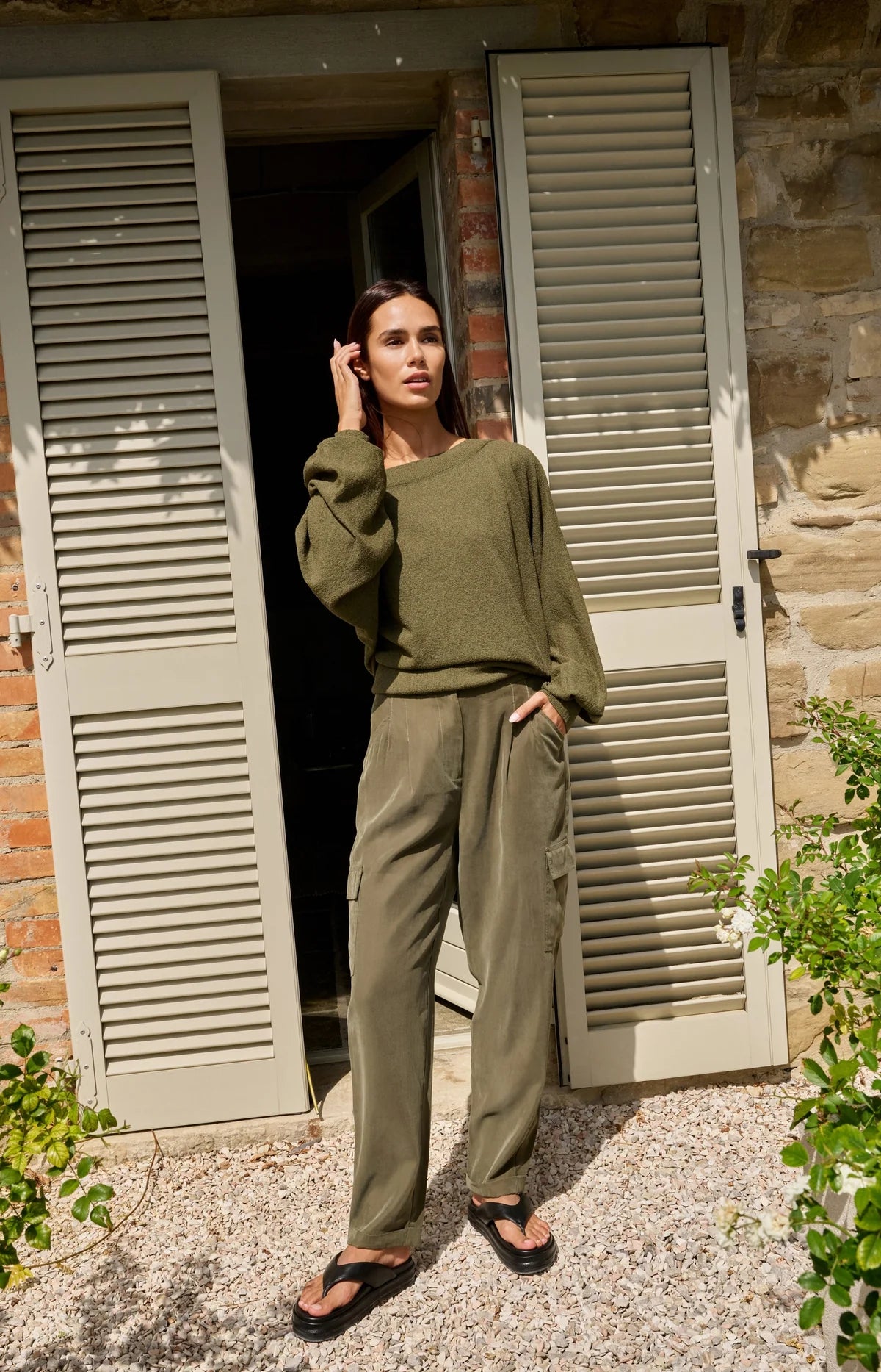 YAYA Pullover Strickfrottee mit U-Boot-Ausschnitt