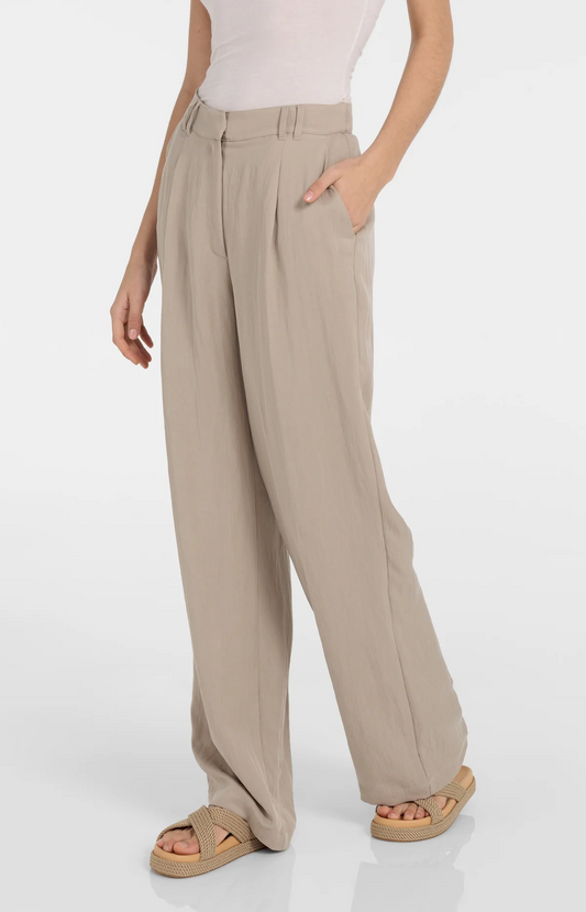 YAYA Bundfaltenhose mit weitem Bein L32 – Schlamm