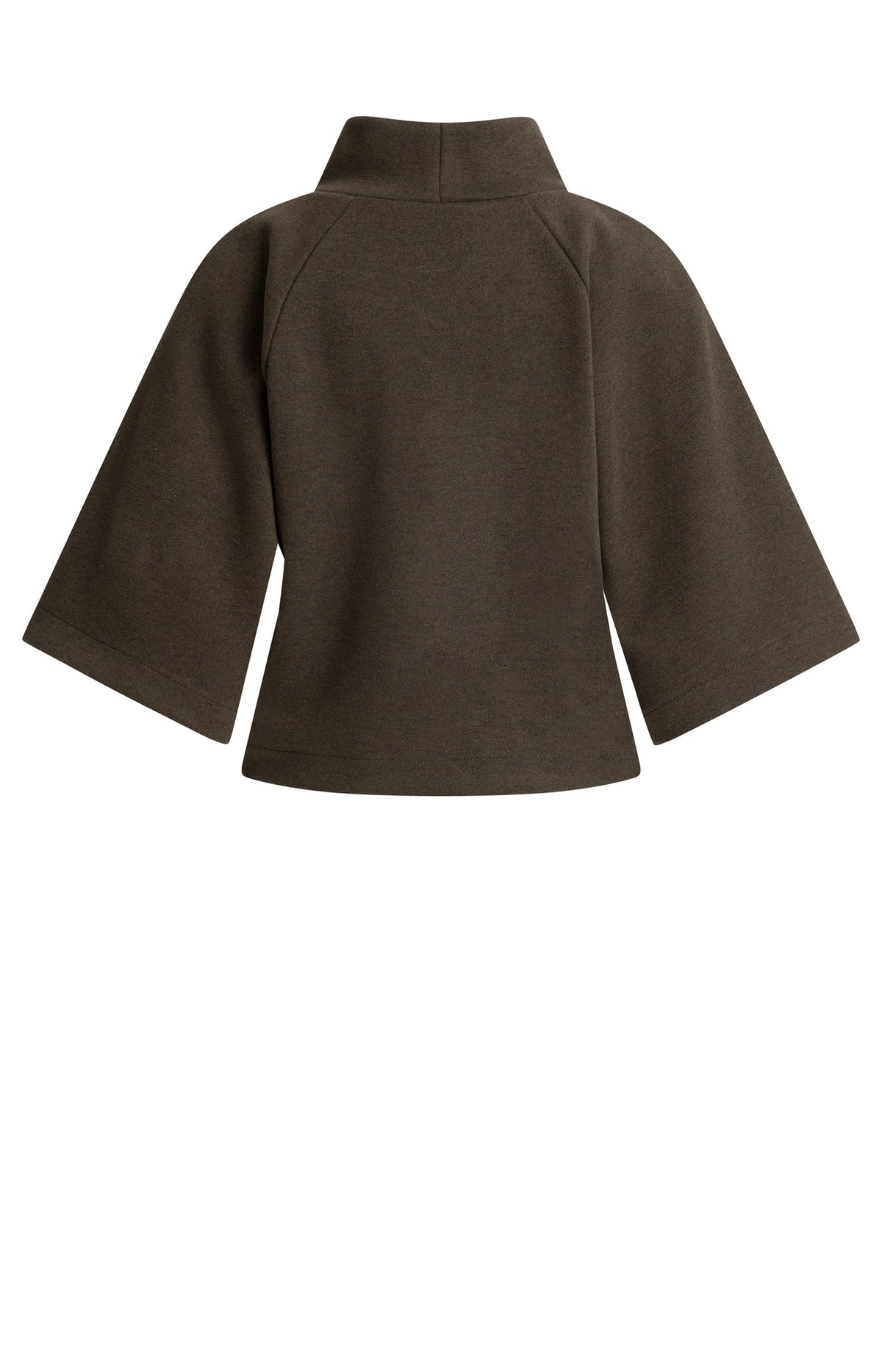 Jersey-Pullover mit weiten Halbärmeln – Dunkelbraun