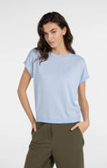 Bild in Galerie laden, YAYA Strick T-Shirt mit Kontrastbündchen – Babyblau melange
