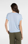Bild in Galerie laden, YAYA Strick T-Shirt mit Kontrastbündchen – Babyblau melange
