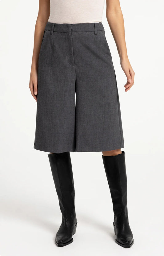 YAYA Bermuda Shorts Damen knielang mit weitem Bein in Grau Melange