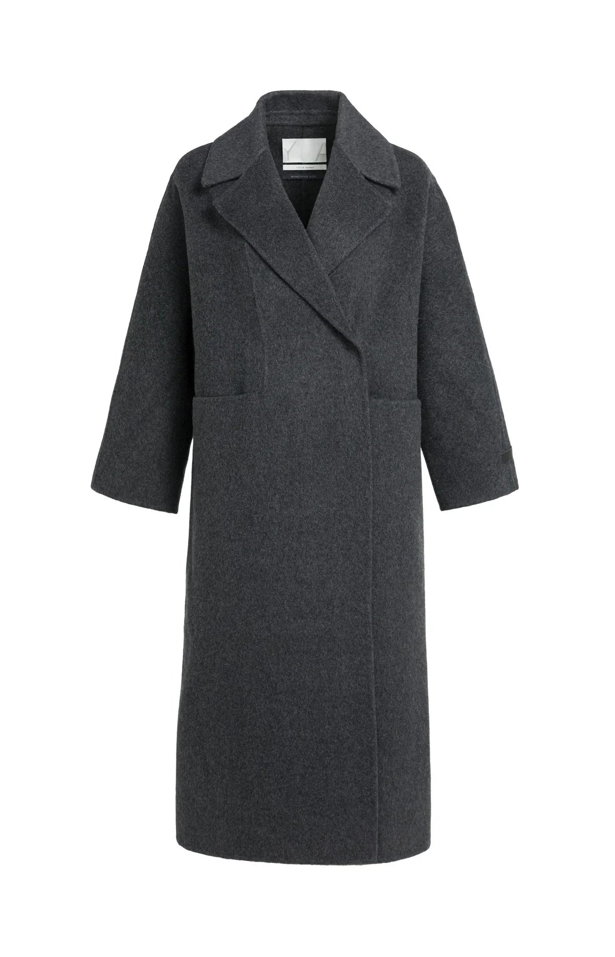YAYA Extralanger Oversize Wollmantel – Dunkelgrau Melange