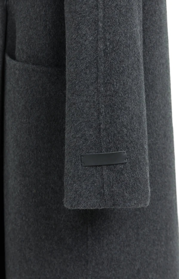 YAYA Extralanger Oversize Wollmantel – Dunkelgrau Melange