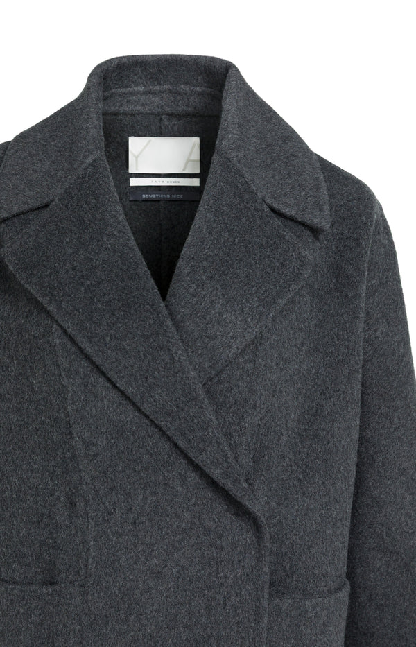 YAYA Extralanger Oversize Wollmantel – Dunkelgrau Melange