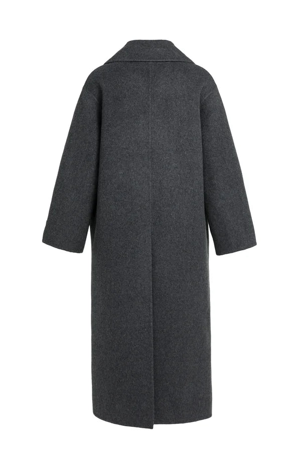 YAYA Extralanger Oversize Wollmantel – Dunkelgrau Melange