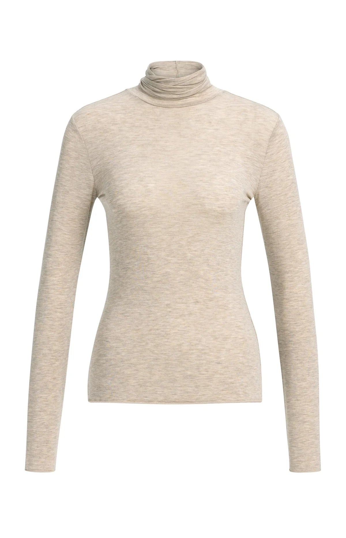 Rollkragenshirt aus Jersey – Beige meliert