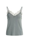 Carica immagine nella galleria, Jersey-Top mit V-Ausschnitt und Spitze – Grau
