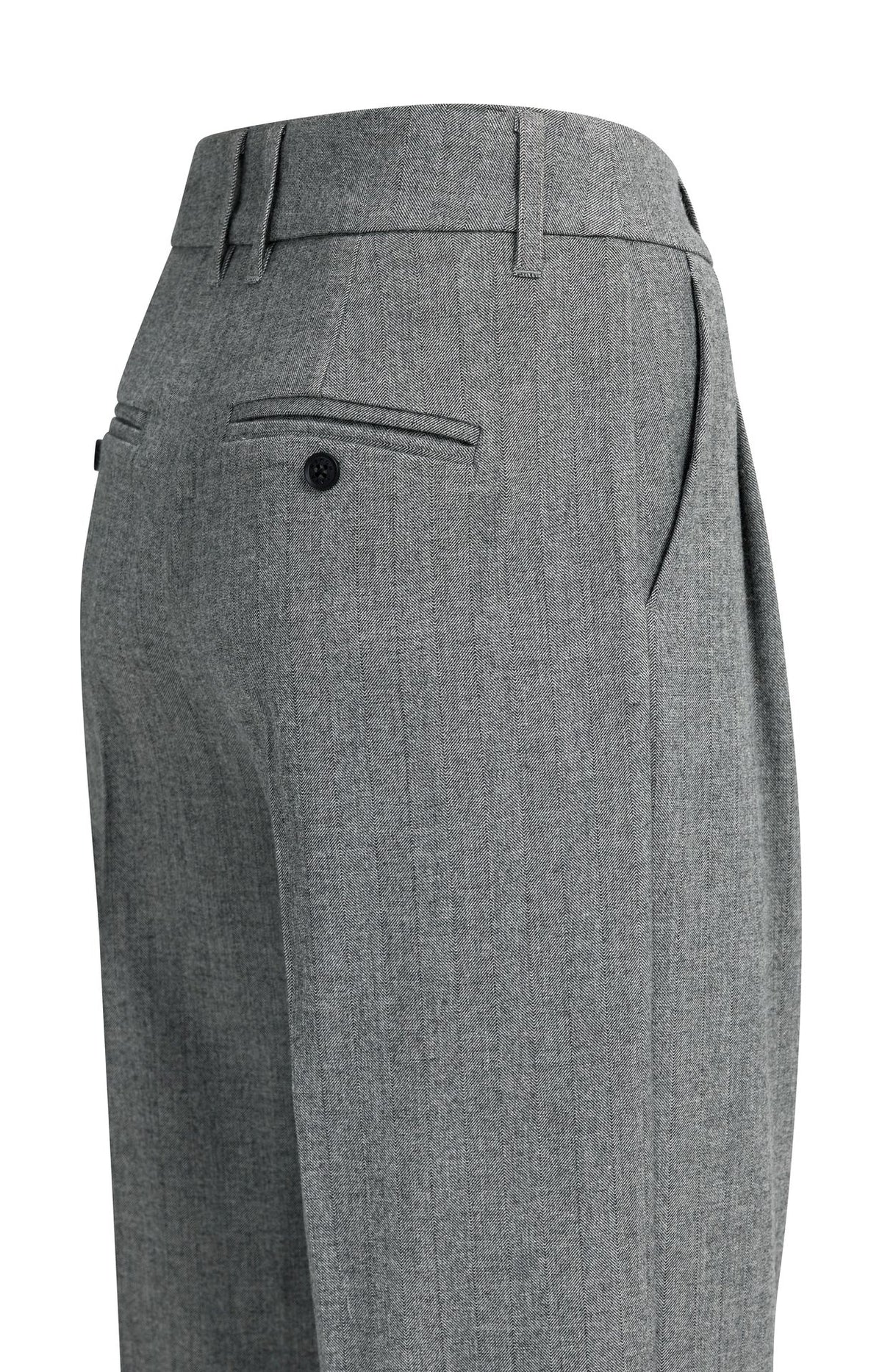 Stoffhose mit weitem Bein und hohem Bund – Grau