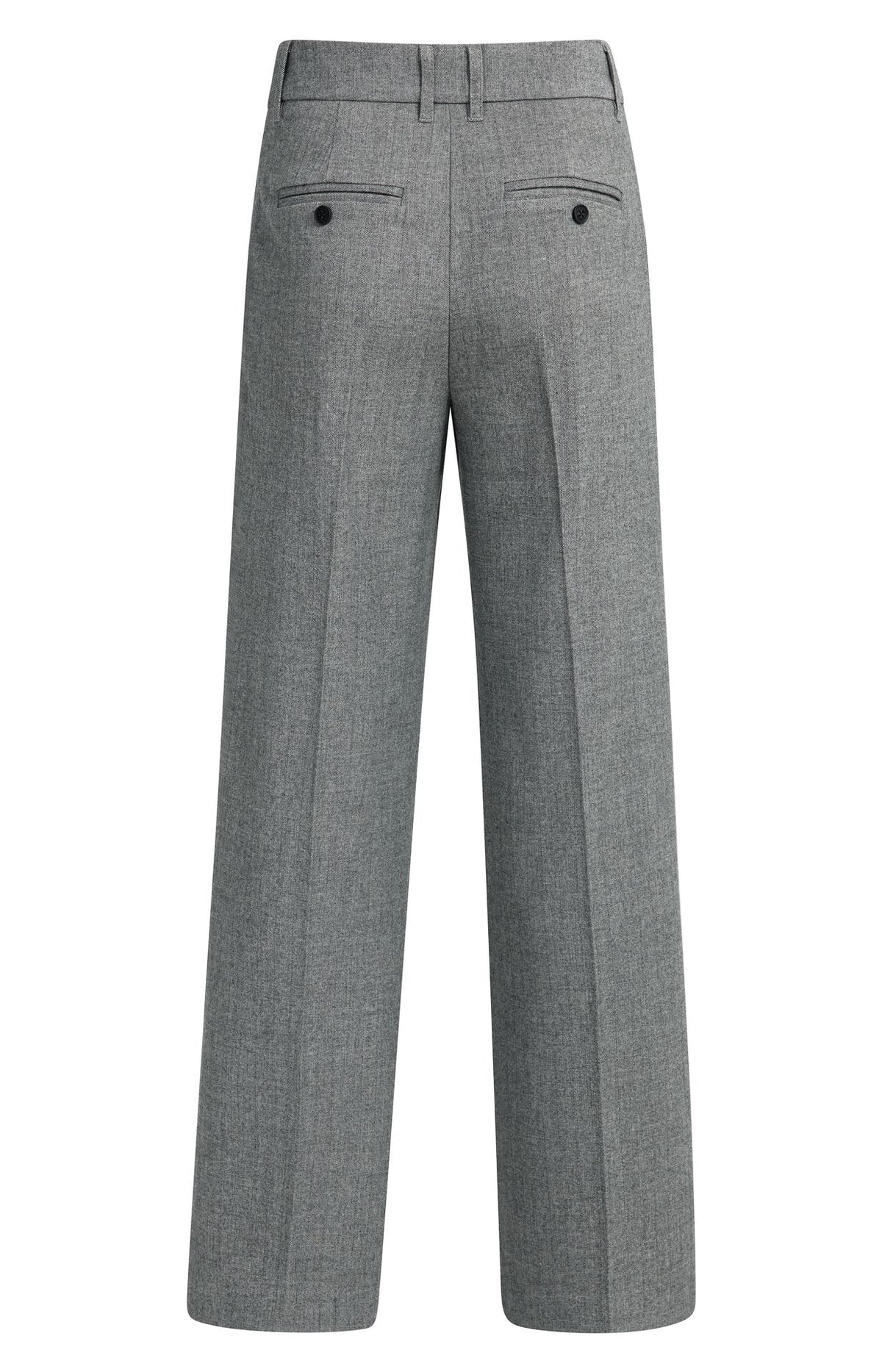 Stoffhose mit weitem Bein und hohem Bund – Grau
