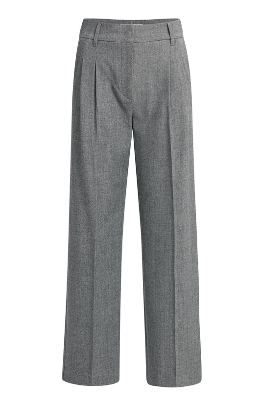 Stoffhose mit weitem Bein und hohem Bund – Grau