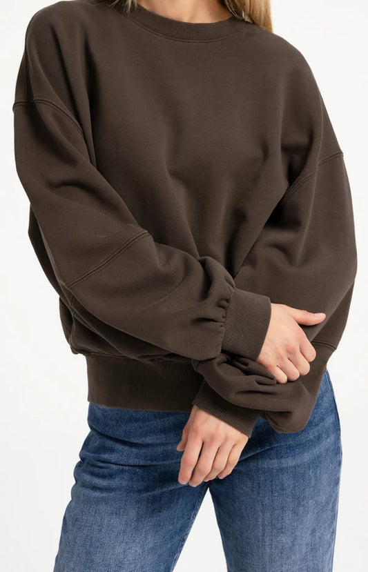 YAYA Oversize Pullover im Washed Look – Braun
