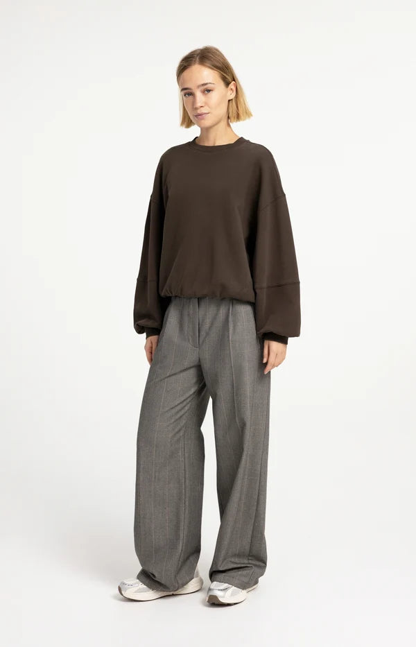 YAYA Oversize Pullover im Washed Look – Braun
