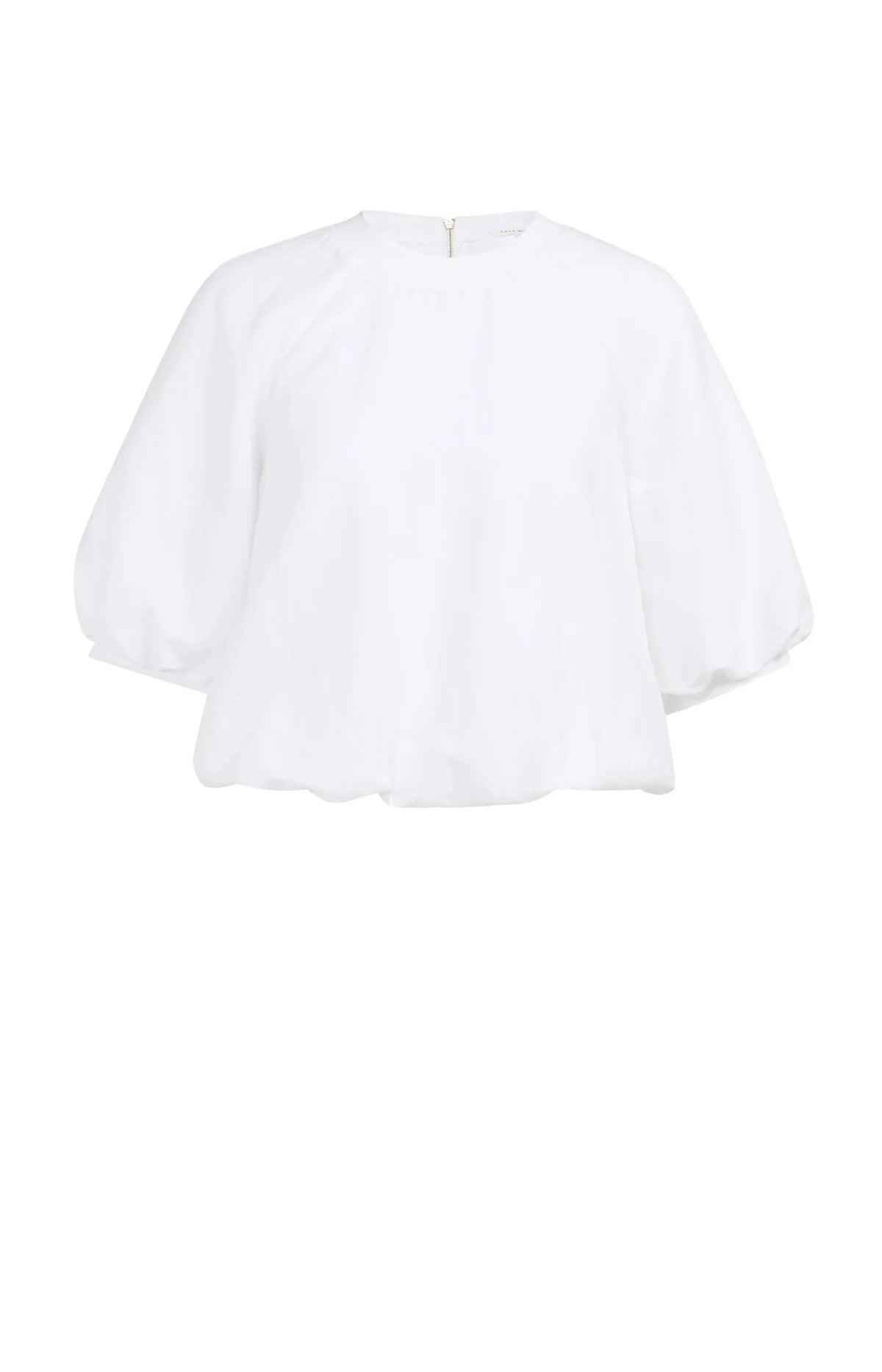 T-Shirt mit Ballonärmeln und Reißverschluss – Weiß