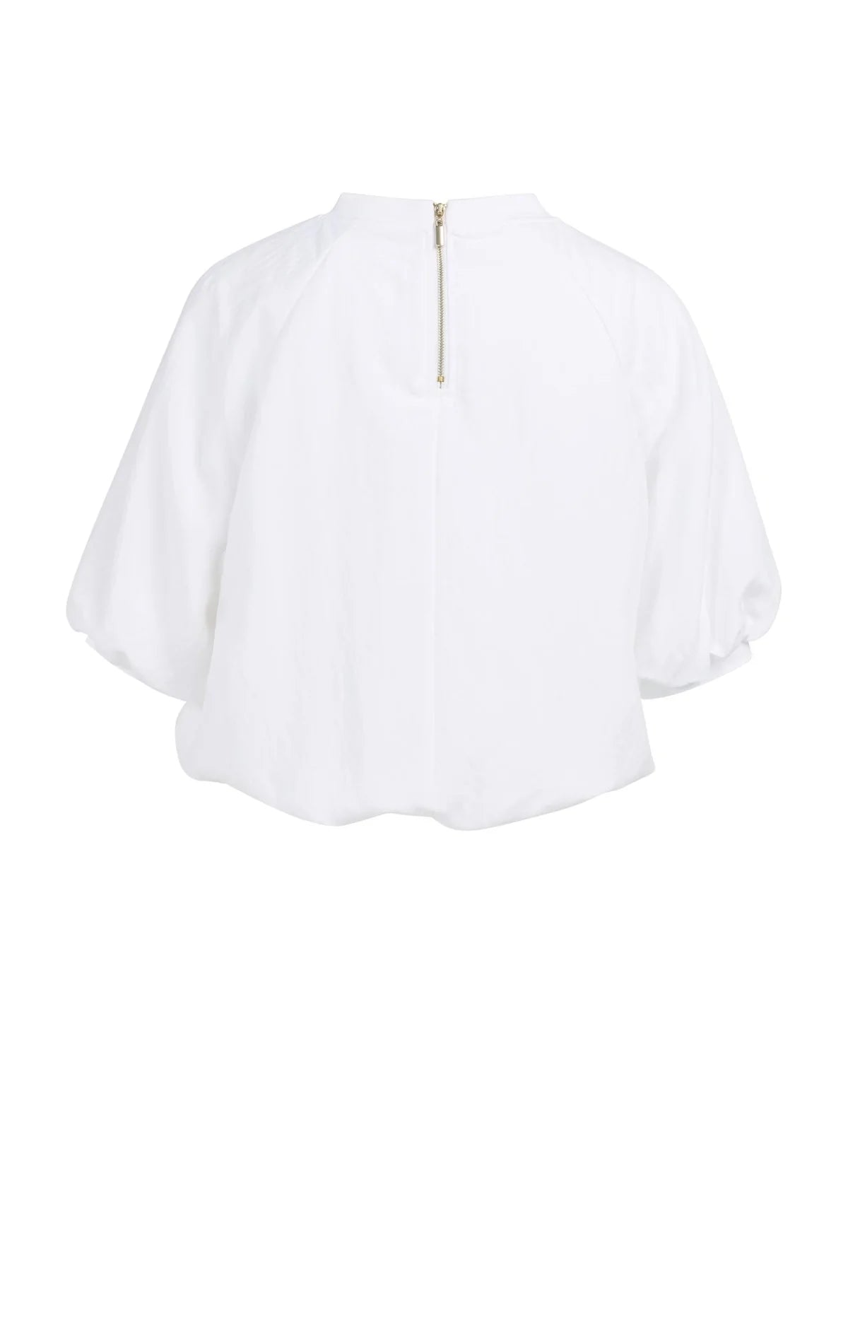 T-Shirt mit Ballonärmeln und Reißverschluss – Weiß