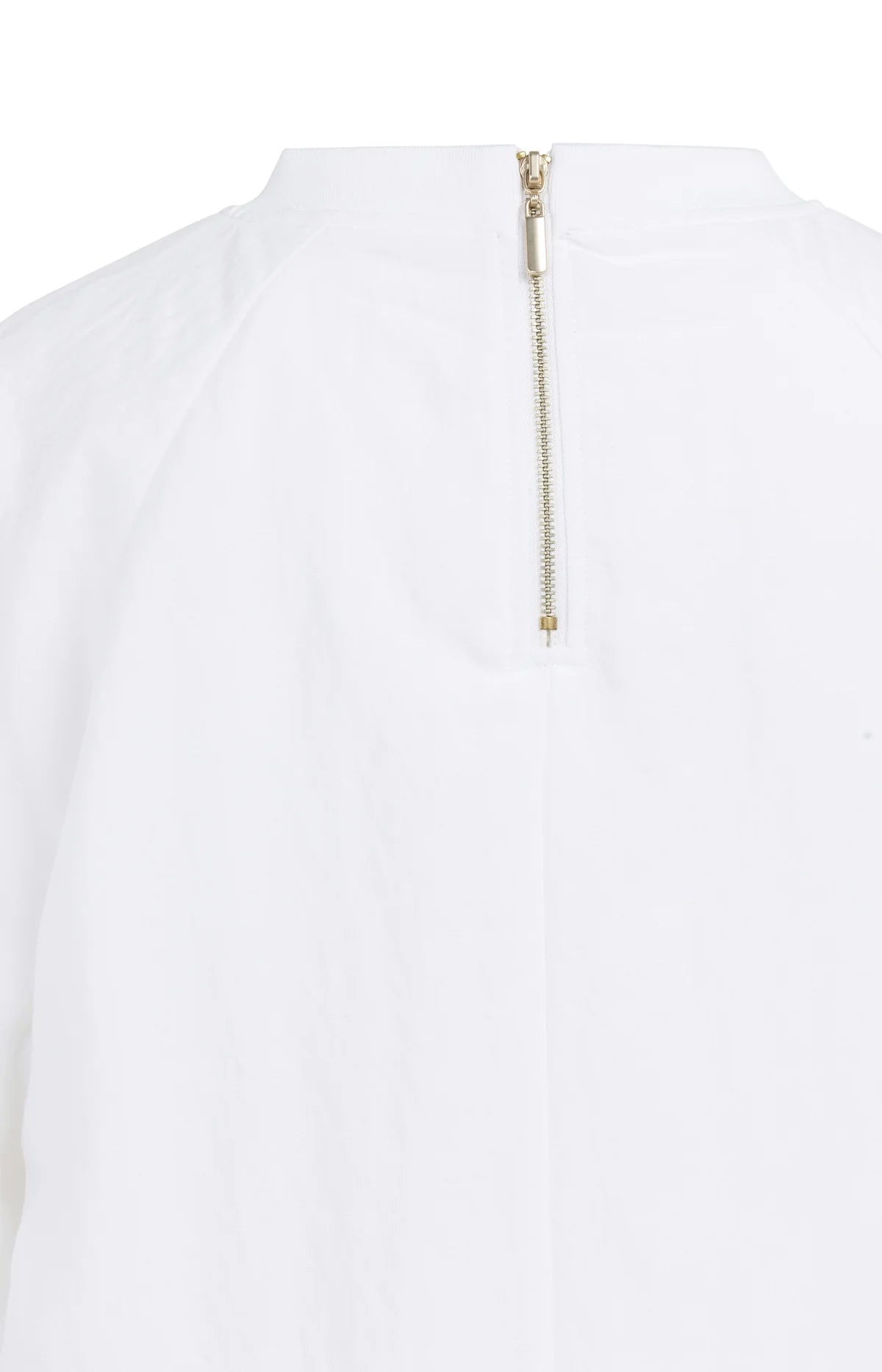 T-Shirt mit Ballonärmeln und Reißverschluss – Weiß