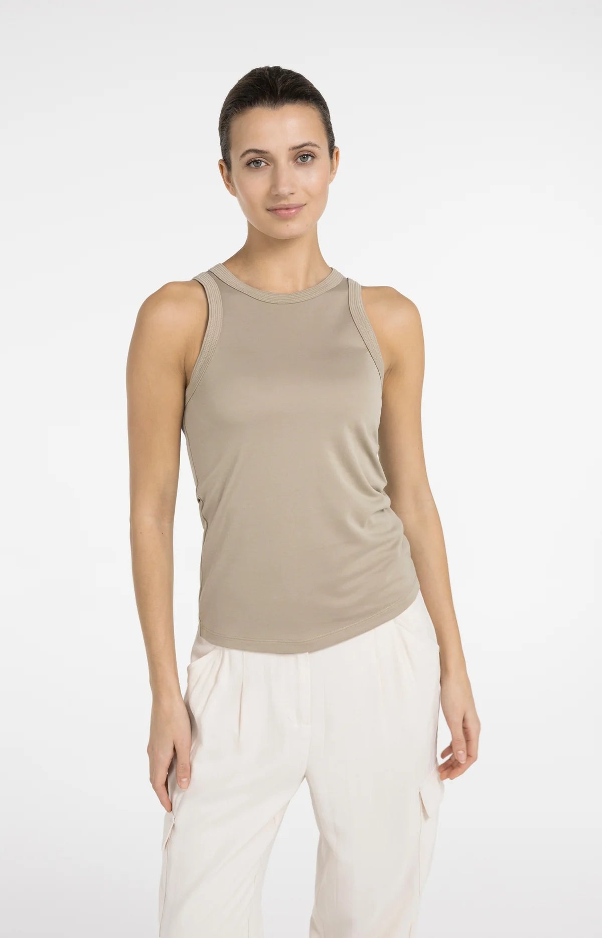YAYA Tanktop mit Ziernaht – Schlamm