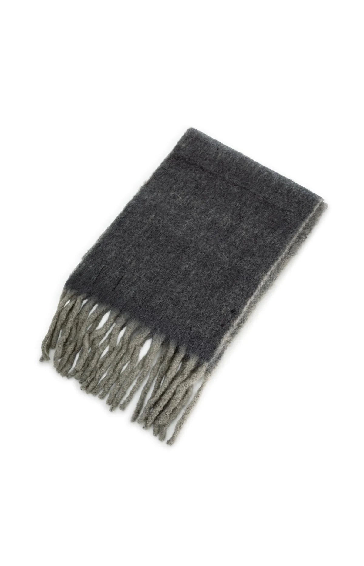 YAYA Schal mit Wolle & Fransen – Grau Melange