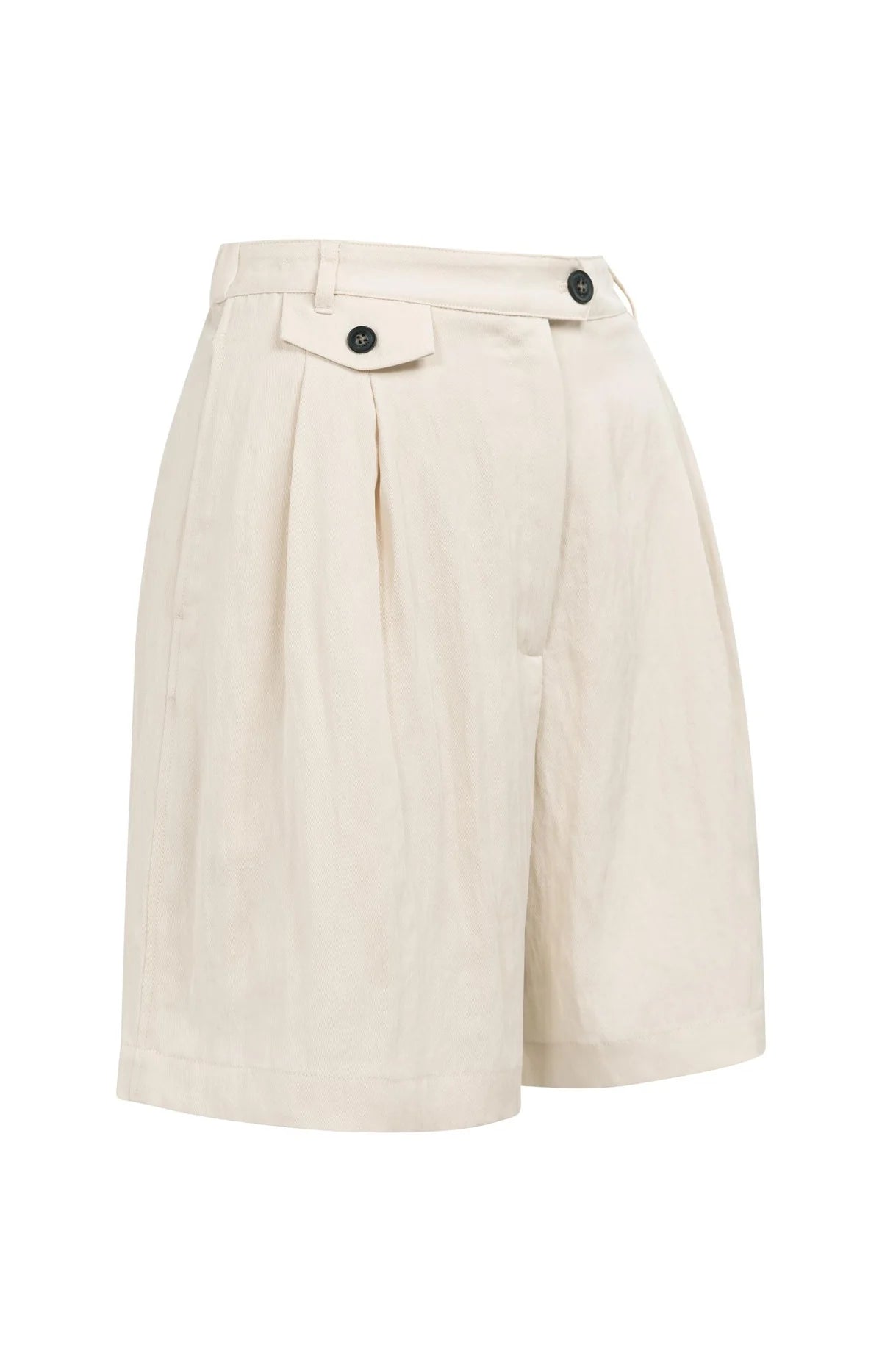 Bermudashorts mit Bundfalten – Cloudy Creme White