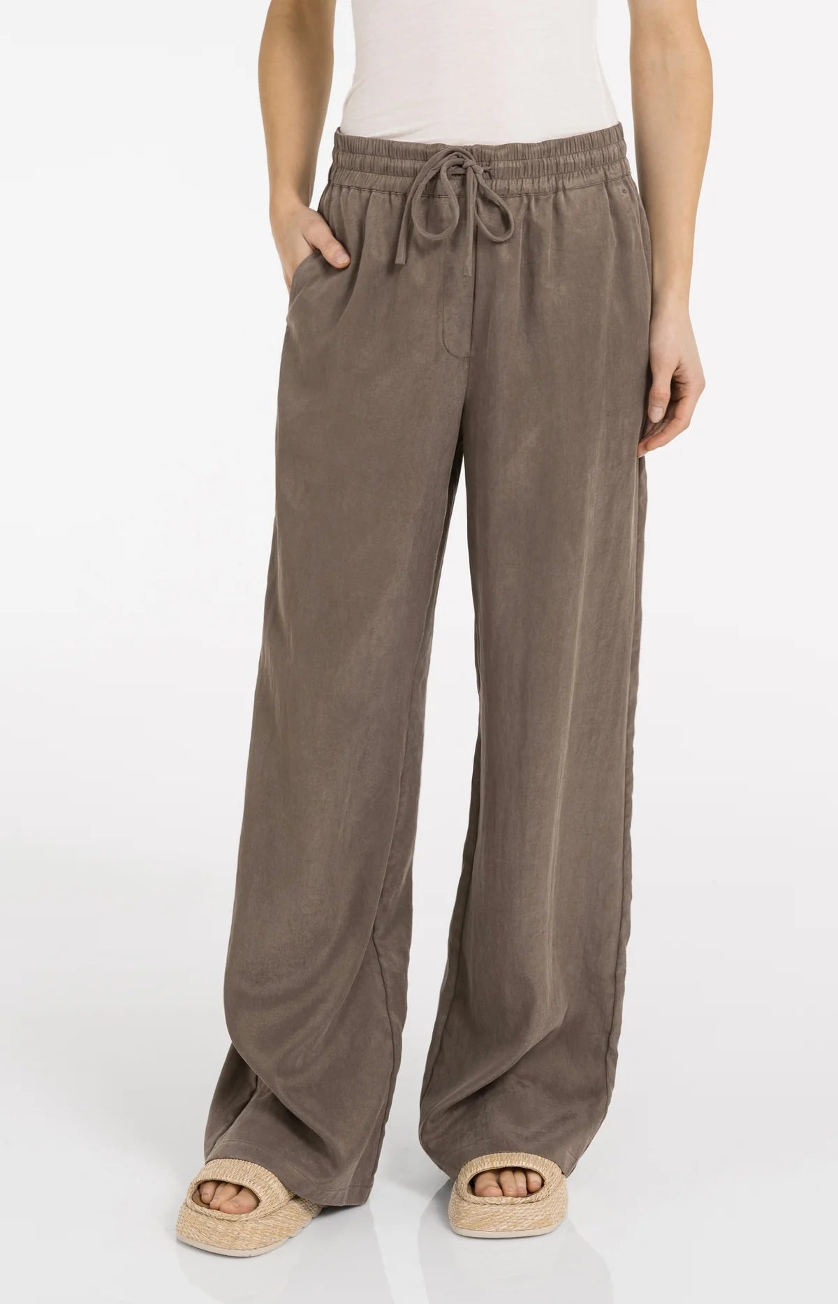 Pantalon d'été à jambe large – Marron délavé