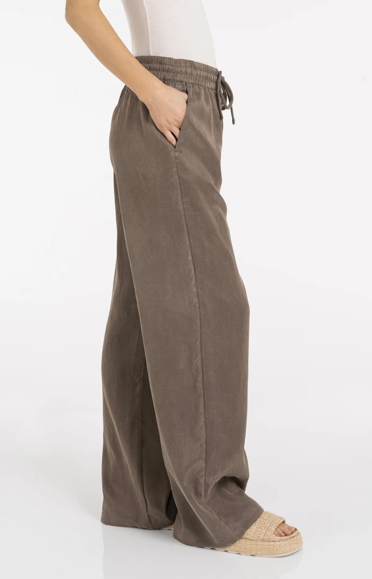 Pantalon d'été à jambe large – Marron délavé