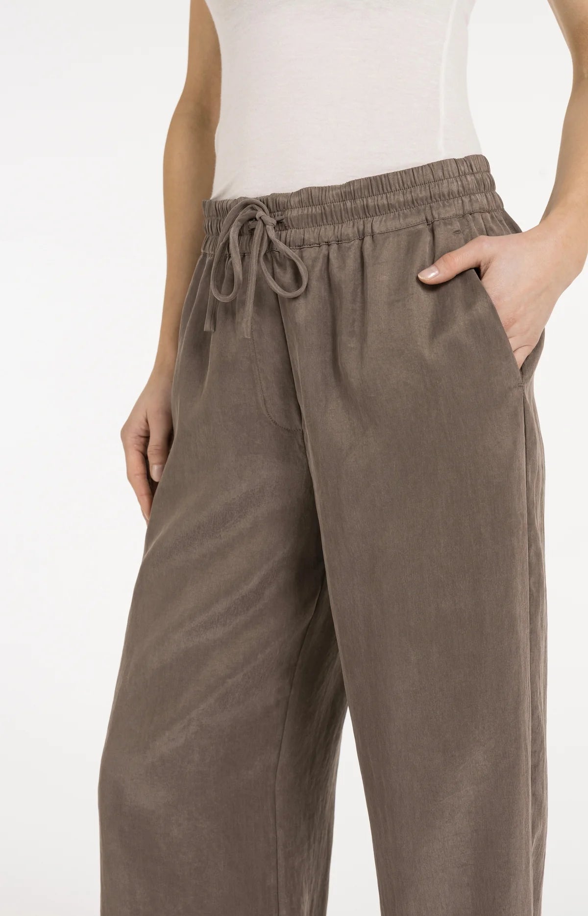 Pantalon d'été à jambe large – Marron délavé
