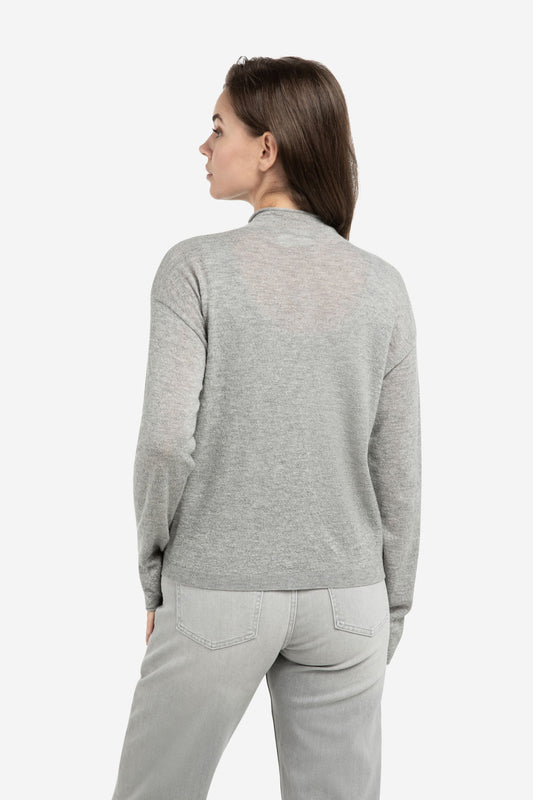 YAYA Cardigan mit hohem Kragen & Reißverschluss - Grau