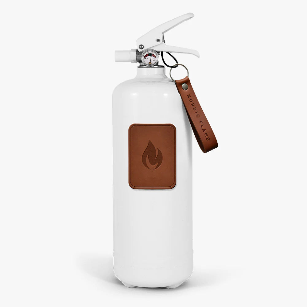 Feuerlöscher NORDIC FLAME - Weiß mit Lederapplikation