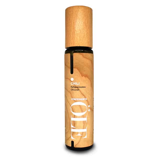 GREENOMIC Olivenöl - CHILI - 250ml Flasche Wood Design