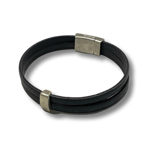 Lederarmband doppelt mit Schnalle und Magnetverschluß
