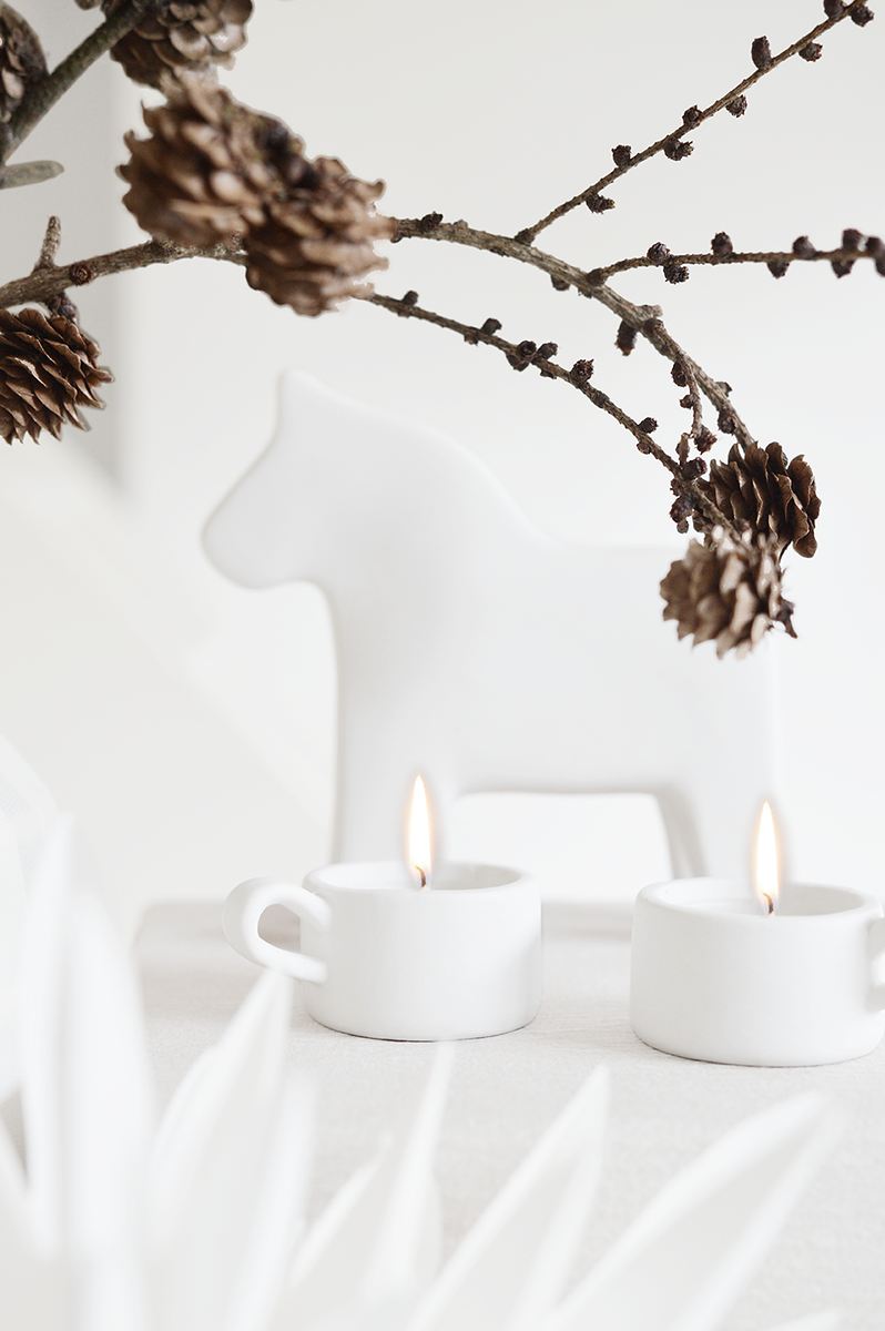 Porte-bougie chauffe-plat en terre cuite - blanc