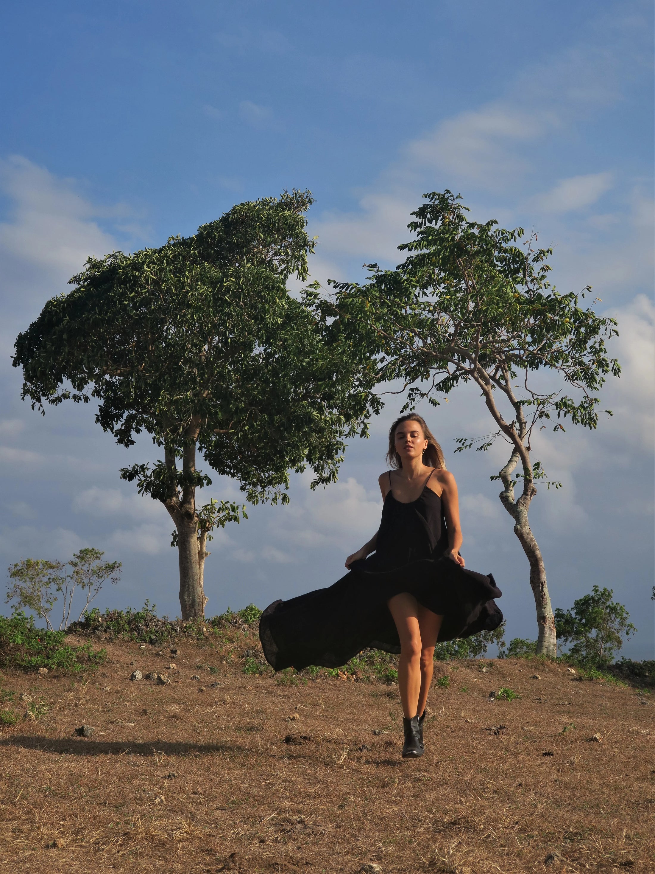 AMPHITRITE Maxikleid - Baumwolle - schwarz