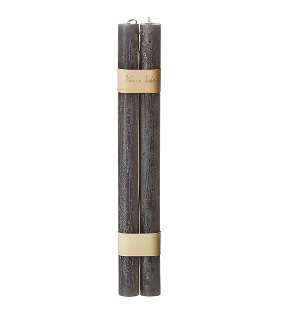 High-quality set of 2 taper candles made of pure paraffin - gray
