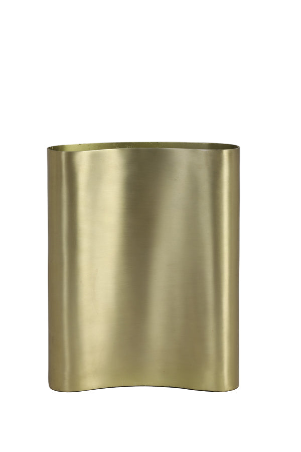 Vase Deko - CALAH flach - matt glänzend - bronze