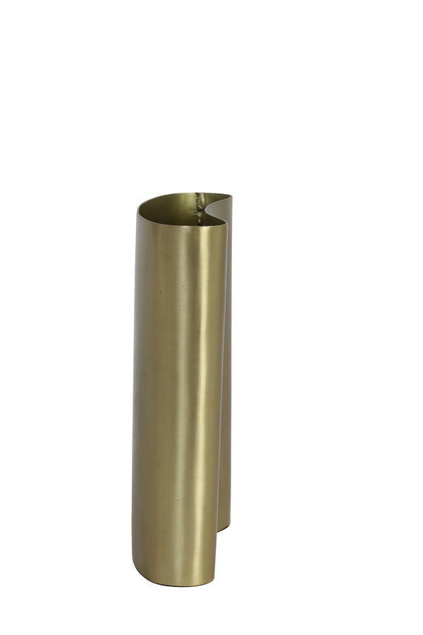 Vase Deko - CALAH flach - matt glänzend - bronze
