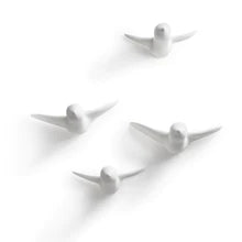 Kleiner Vogelschwarm 4 Vögel - Keramik Weiß