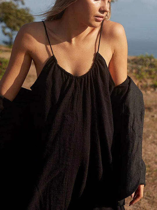 AMPHITRITE Maxikleid - Baumwolle - schwarz